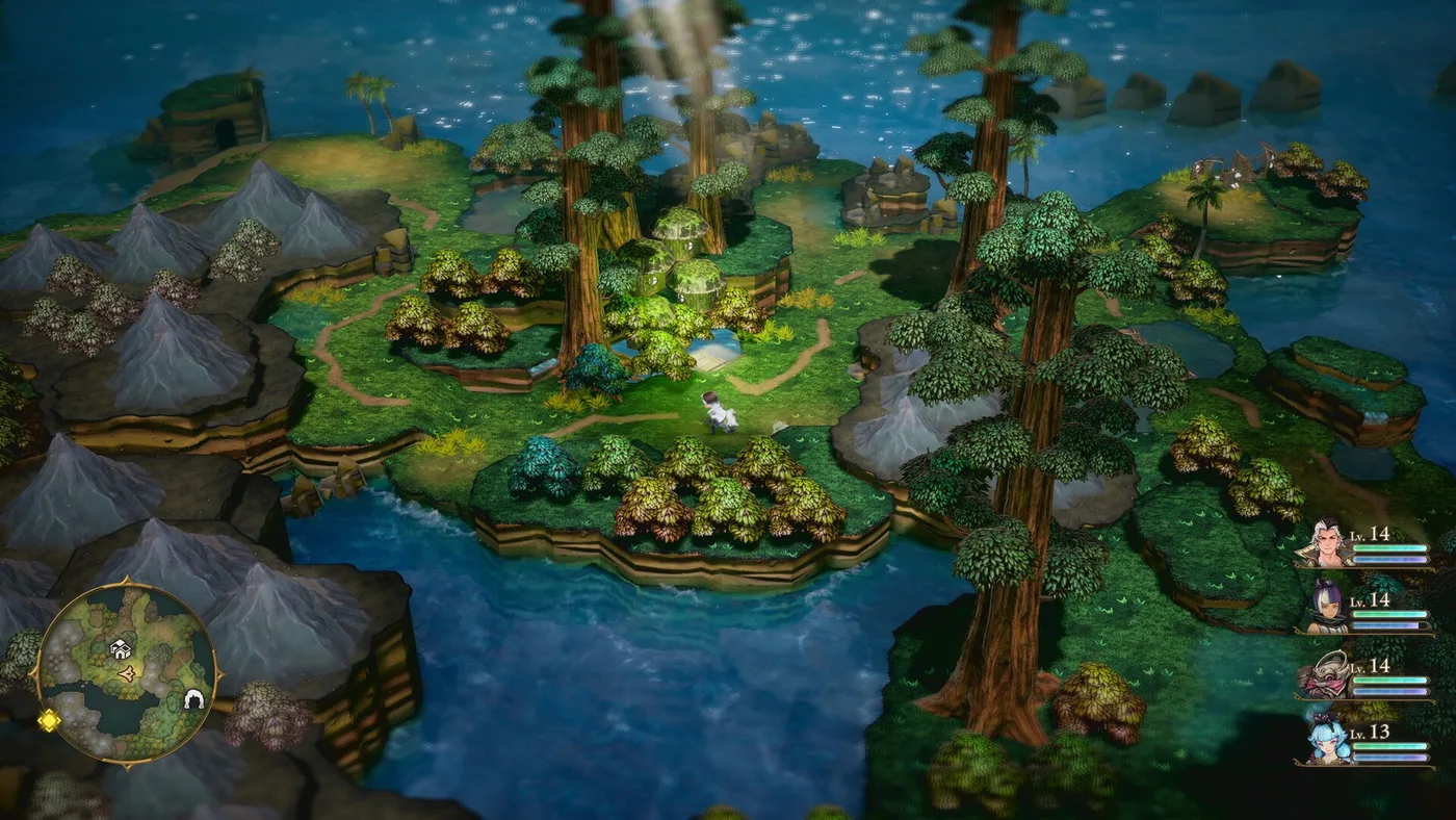 Eternal Anima party exploring an island landscape